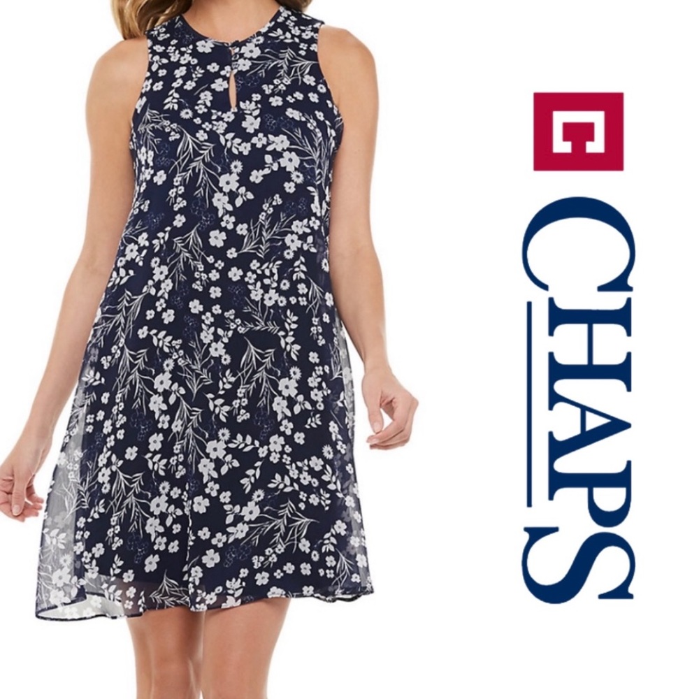 Women's Chaps Sleeveless Floral Print Shift Dress Size 8